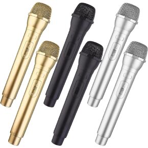 9 Pack Microphone Prop Play Plastic Toy Microphone Fake Microphone Simulate Speech Practice Plastic Microphone Fake Mic for Christmas Karaoke Fun Stage Costume Prop Birthday Party, 3 Color
