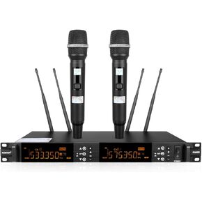 Kaschun 2 Channel Wireless Microphone System,with 2x100 Channels Cordless Handheld Microfono Kids Lock Screen 328 ft Range,Microphone for Singing,Church,Dj Party,Karaoke (ML380)
