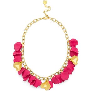 ZENZII Resin Flower Layered Rose Petal Collar Statement Necklace with Gold Chain for Women