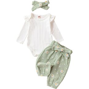Mubineo Baby Girl Clothes Outfits Cute Flower Romper Daisy Pant Fall Winter Newborn Outfit Sets