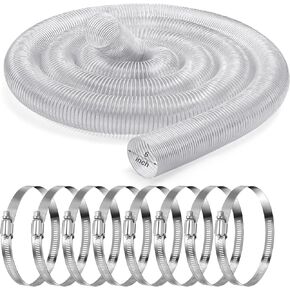 Yaocom 4 Inches 70 ft PVC Dust Collection Hose with Stainless Steel Hose Clamps Set Flexible Clear Vacuum Hose Puncture Resistant Fume Hose for Vacuums Cleaner Fume Dust Collection System in Kuwait