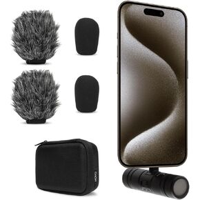 Movo DoubleMic-UC Dual Capsule USB C Microphone for iPhone 15- Two-Sided Cardioid Condenser iPhone 15 Microphone for Video Recording- Professional Microphone for iPhone 15, iPad, iOS