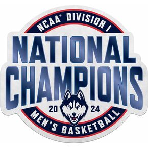 Rico Industries NCAA Connecticut Huskies - UCONN 2024 أبطال كرة السلة الوطنيين للرجال على شكل راية مقطوعة