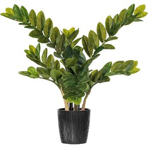 Vickerman 43'' Potted Green Zamifolia - Artificial Plant with 220 Leaves - Indoor Plant Decor - Comes in a Black Plastic Insertable Pot - Faux Houseplants - Plants for Living Room in Kuwait