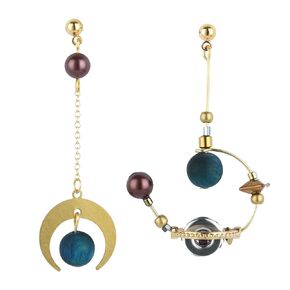 Celestial Jewelry Space Planet Earrings - Blue Earrings for Women Space Planet Earrings Moon Earrings UFO Science Earrings Novelty Gifts for Her
