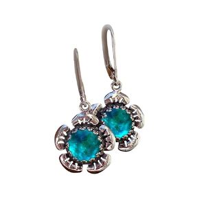 Recycled Vintage Mason Jar Sterling Silver Flower Leverback Earrings