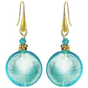 Murano Style Glass Earrings, 18k Gold Spiral Twist Statement Earrings, Murano Glass Inspired Jewelry, Murano Beads, Drop Dangle Earrings for Women Trendy (Black)