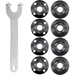 MUZHUPGUZ 9Pcs Angle Grinder Nuts, 1 Angle Grinder Wrench Spanner & 8 Angle Grinder Flange Nuts, 5/8-11 Grinder Angle Metal Lock Nuts Compatible with