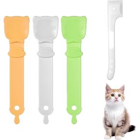 lasuroa 3pcs Cat Strip Feeders with 1pc Can Spoon, Cute Cat Strip Squeeze Happy Spoon Multifunctional Pet Treat Dispenser for Kitten Lickable Wet Food Liquid Snack Puree Feeding Supplies