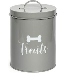 Park Life Designs Metal Dogs & Cats Treat Jars 1.4 Qt (Gray) | Metal Jar with Lid, Keeps Treats Fresh | Stylish Storage Container for Biscuits, Cookies & More | Easy-Clean, Dishwasher Safe