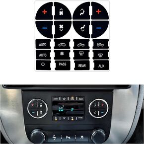 1 Pack Replacement AC Dash Button Sticker Repair Kit, AC Panel Decals & Radio Button Repair Decal Set, Fix Ruined Faded AC Controls for Select 07-14 Vehicles