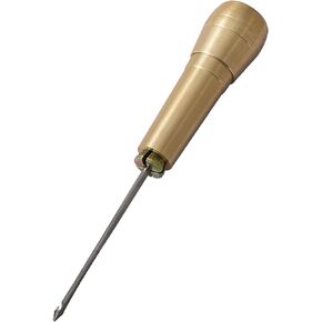 4 Pieces Canvas Leather Sewing Awl Needle with Copper Handle,1 Straight Hole Needle, 2 Straight Crochet, Perfect for Handmade Leather Sewing Tools Shoe and Leather Repair(Gold)