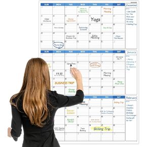 تقويم مسح جاف كبير للجدار - تقويم حائط غير مؤرخ لمدة 3 أشهر، 28 بوصة × 40 بوصة، تقويم مسح جاف للجدار، تقويم جداري مسح جاف، عمودي، أزرق in Kuwait