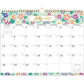 Calendar 2024-2025 - Wall Calendar 2024 from Jul. 2024 - Dec. 2025, 18 Monthly Wall Calendar 2024-2025 Large, 15" x 11.5", Spiral Binding, Holidays, Large Blocks, Thick Paper, Beautiful Flowers Design