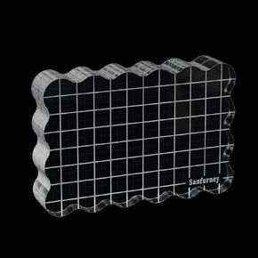 4 Pieces Acrylic Stamp Blocks Set, 15mm Thick, Clear Stamping Tools with Grid Lines Decorative Stamp Blocks for Scrapbooking Crafts Card Making