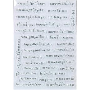 Kwan Crafts Words Happy Mother's Day Father's Day Birthday Clear Stamps for Card Making Decoration and DIY Scrapbooking