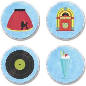 MAGJUCHE 50s Sock Hop Candy Stickers, 1950s Rock N Roll Party Sticker Labels for Favors, Decorations, Fit, 304 Count