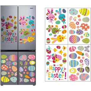 Easter Window Clings Decorations for Home, Office, and School Party Decoration Supplies, 64 Pcs Easter Window Stickers Bunny Egg Glass 4 Sheets