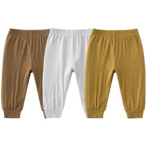 JunNeng 3PCS Baby Rayon of Bamboo Jogger Pants, Toddler Infant Summer Soft Basic Solid Long Bloomers Pants