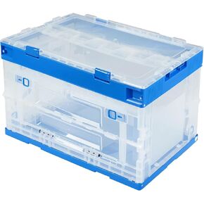 BIG RED AZ500R Torin Double Folding Multi-Function Portable Plastic Storage Tool Box with Removable Sheets, Organizer Tray and Clear Lid - Black/Red