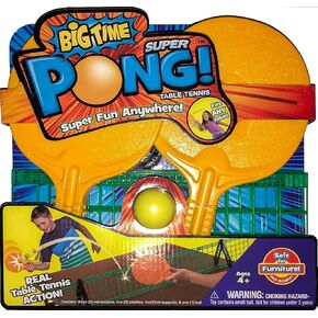 Super Pong Complete Portable Table Tennis Set - Includes Ping Pong Paddles, Ball, and Net - Easy Set Up, Orange