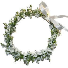 Silk white babies breath flower crown. (Blue babies breath crown)