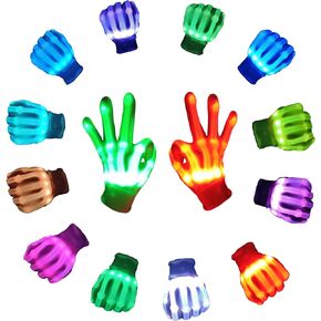 COTRUERE 12 Color Led Light up Gloves Cool Finger Flashing Toys Rave Party Favor Gifts for Boys Girls Halloween Christmas Easter Basket Birthday Parties for Kids Teens Adults（1 Pair）