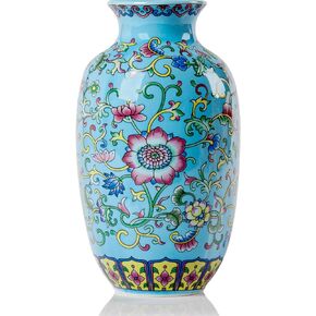 Qinlang 6 in Small Blue Flower Vase for Home Decor, Ceramic Bud Vase for Flowers - Begonia Vase