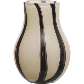 Bloomingville 7.75 Inches Glass Stripes, Black and White Vase