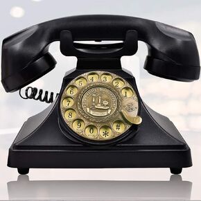 Retro Rotary Landline Phone for Home, Vintage Rotary Dial Phone Old Fashion Telephone Corded Phone with Hands Free Function(Retro Black)