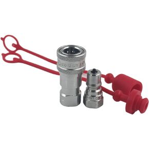LSQ-S2-01 1/8'' NPT Hydraulic Quick Connect Couplings ISO 7241-B Hydraulic Couplers Tractor Hydraulic Quick Disconnect with Dust Caps Replace HNV 18 NPT M/F