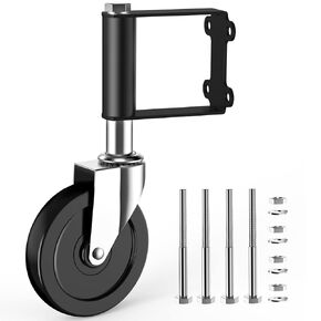 Ronlap Gate Wheels for Wooden Gate, Spring Loaded Gate Caster Heavy Duty for Wood Metal Tube Swing Gate, Small Fence Gate Support Wheel with Side Lock Brake, 220 Lbs Capacity, 4 Inches, Black
