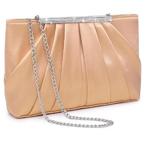 Dasein Elegant Pleated Evening Clutch Bags for Women Formal Handbags Purses for Wedding Party Prom with Sparkly Rhinestones