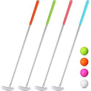 RoundFunny 4 Set Golf putters for Men Women Mini Two Way Golf Putter with 4 Practice Golf Balls Kids Putter for Right Left Handed Golfers Detachable Golf Grip Golf Clubs Set for Junior Adult