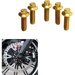 POWERJAMES Stainless Steel Gold 12 Point Torx 5/16"-18-1.0" Hardware Bolts for Harley Davidson Front Brake Rotor (12 Points Gold)