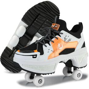 Roller Skate Shoes for Women Kids Roller Shoes Boy Girl Sneakers with Retractable Wheels Breathable Roller Skates Shoes for Christmas Birthday Children Show Gift