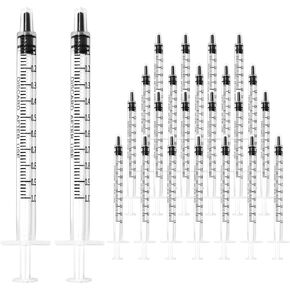 24 Pack 1ml Sringe, 1cc Syringe for Measuring Liquid, lip gloss, Individually Sealed Syringe for Oral Dental Care, Scientific Lab, Plant Hydroponic, Feed Pets, No Needle