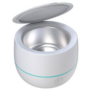 ARGOMAX Ultrasonic Retainer Cleaner for Dentures: 24W 200ml Portable Ultrasonic Cleaner Machine for All Dental Aligner, Braces, Mouth Guards, Toothbrush Head, Shaver Head, Jewelry - White+Cyan.