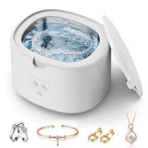 Ultrasonic Cleaner for Dentures, Portable Retainer Cleaner for Mouth Guard, 45kHz Ultrasonic Jewelry Cleaner Stainless Steel Jewelry Cleaner Cleansers 8 OZ