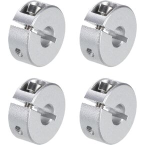uxcell 4pcs Single Split Clamp-On Shaft Collar 6mm Bore One-Piece Clamping Collar, 20mm OD, 8mm Thickness, Aluminum Alloy Set Screw Split Collar Clamp