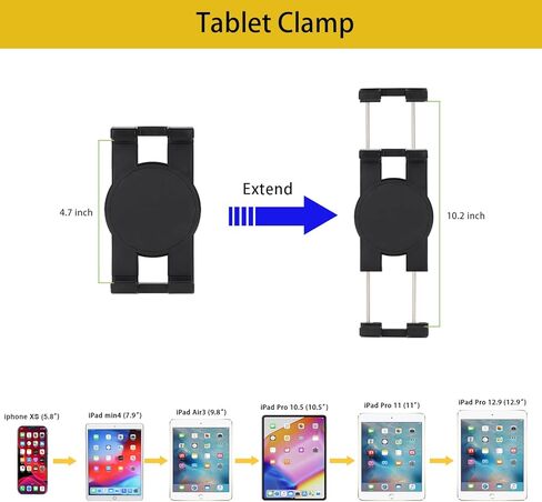 Mippko Tablet Wall Mount Holder for 7~12.9 inch Tablets iPad/Nexus/LG G Pads/e-Reader/Switch, 360°Rotation Clamp 180°Flexible Adjustable Metal Arm Mount in Saudi Arabia