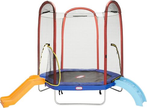 Little Tikes Climb 'n Slide 7ft Trampoline Outdoor, Ages 3-10 with Slide and Climbing Steps, Boys and Girls, Attached Shoe Holder in Saudi Arabia