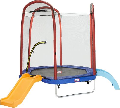 Little Tikes Climb 'n Slide 7ft Trampoline Outdoor, Ages 3-10 with Slide and Climbing Steps, Boys and Girls, Attached Shoe Holder in Saudi Arabia