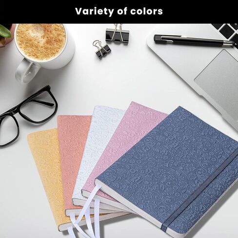 دفتر يوميات مبطن بغطاء ورقي منقوش من LEATHER VILLAGE - مقاس 7 × 5 بوصات - 180 صفحة من ورق ناعم بوزن 90 جرامًا في المتر المربع - مذكرات ذات غلاف ناعم - غطاء بلون الخوخ in Kuwait