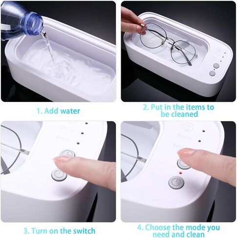 آلة تنظيف المجوهرات بالموجات فوق الصوتية، 48 كيلو هرتز (700 مل) منظف احترافي بالموجات فوق الصوتية مع 3 أوضاع نظيفة للنظارات، منظف المجوهرات لجميع المجوهرات والنظارات والخواتم والساعات وأطقم الأسنان in Kuwait