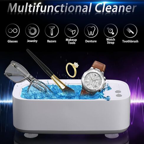 آلة تنظيف المجوهرات بالموجات فوق الصوتية، 48 كيلو هرتز (700 مل) منظف احترافي بالموجات فوق الصوتية مع 3 أوضاع نظيفة للنظارات، منظف المجوهرات لجميع المجوهرات والنظارات والخواتم والساعات وأطقم الأسنان in Kuwait