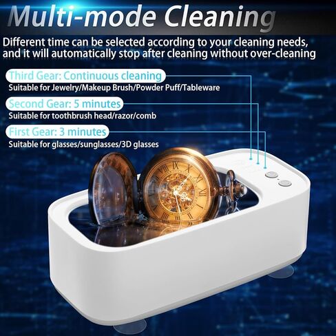 آلة تنظيف المجوهرات بالموجات فوق الصوتية، 48 كيلو هرتز (700 مل) منظف احترافي بالموجات فوق الصوتية مع 3 أوضاع نظيفة للنظارات، منظف المجوهرات لجميع المجوهرات والنظارات والخواتم والساعات وأطقم الأسنان in Kuwait