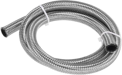 X AUTOHAUX سيارة الفولاذ المقاوم للصدأ مضفر شبكة خرطوم 3.3ft 1/2 "AN8 خرطوم الوقود خط الغاز النفط لهجة فضية in Kuwait