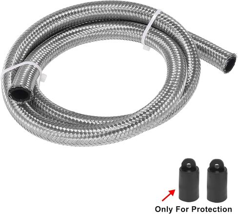 X AUTOHAUX سيارة الفولاذ المقاوم للصدأ مضفر شبكة خرطوم 3.3ft 1/2 "AN8 خرطوم الوقود خط الغاز النفط لهجة فضية in Kuwait