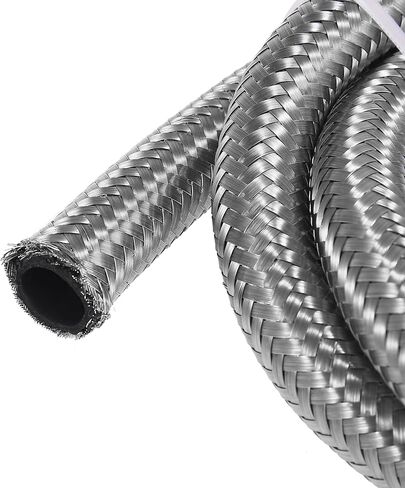 X AUTOHAUX سيارة الفولاذ المقاوم للصدأ مضفر شبكة خرطوم 3.3ft 1/2 "AN8 خرطوم الوقود خط الغاز النفط لهجة فضية in Kuwait
